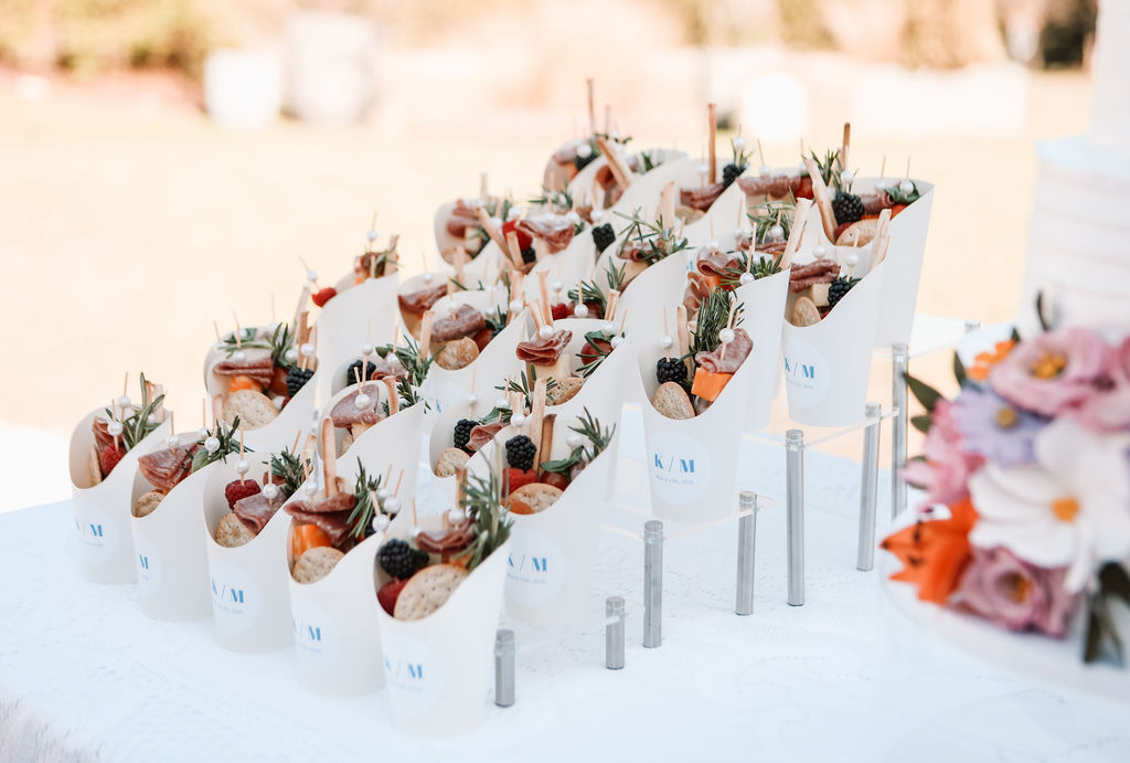 Charcuterie cups at Lincoln Chapel micro wedding reception
