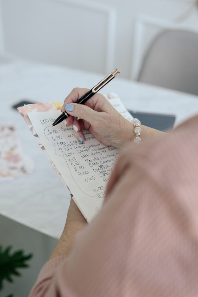 wedding planner creating draft timeline