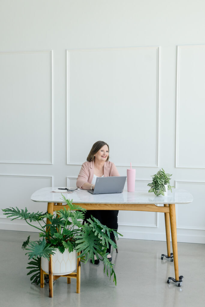 Wedding planner at desk